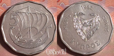 Кипр 5 милс 1982 года, KM# 50.2, 154j-117