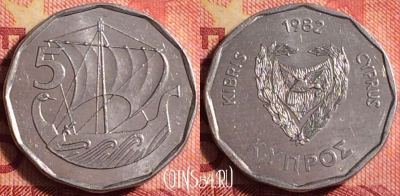 Кипр 5 милс 1982 года, KM# 50.2, 163j-043