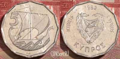 Кипр 5 милс 1982 года, KM# 50.2, 217-039