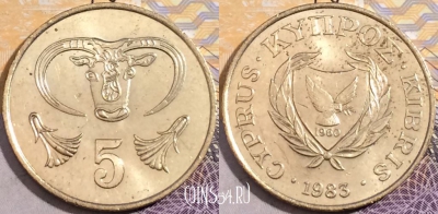 Кипр 5 центов 1987 года, KM# 55.2, 193-097