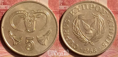 Кипр 5 центов 1988 года, KM# 55.2, 079m-102