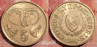 Кипр 5 центов 1991 года, KM# 55.3, 209-089