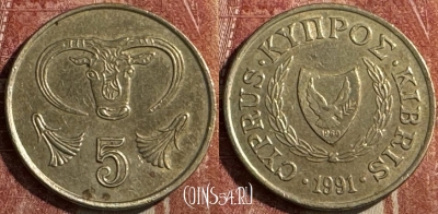 Кипр 5 центов 1991 года, KM# 55.3, s471s-068