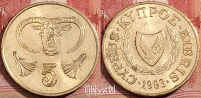 Кипр 5 центов 1993 года, KM# 55.3, 208-007