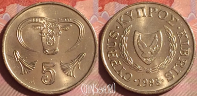 Кипр 5 центов 1998 года, KM# 55.3, 042i-186