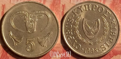 Кипр 5 центов 1998 года, KM# 55.3, 047n-146