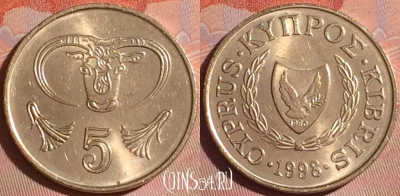Кипр 5 центов 1998 года, KM# 55.3, 050i-220