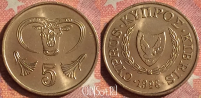 Кипр 5 центов 1998 года, KM# 55.3, 074i-092