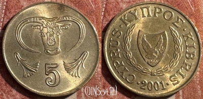 Кипр 5 центов 2001 года, KM# 55.3, 042s-019