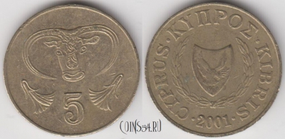 Кипр 5 центов 2001 года, KM 55.3, 125-142