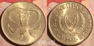 Кипр 5 центов 2001 года, KM# 55.3, 446-003