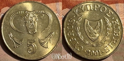 Кипр 5 центов 2001 года, KM# 55.3, 482s-006