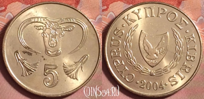 Кипр 5 центов 2004 года, KM# 55.3, 205k-060