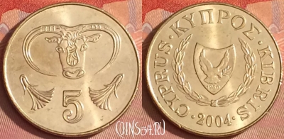 Кипр 5 центов 2004 года, KM# 55.3, 329l-018