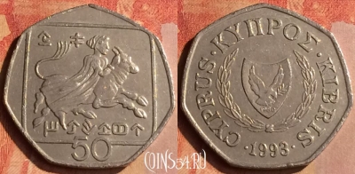 Кипр 50 центов 1993 года, KM# 66, 164n-042