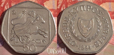 Кипр 50 центов 1994 года, KM# 66, 088b-124