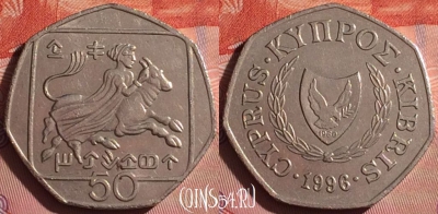 Кипр 50 центов 1996 года, KM# 66, 057i-194