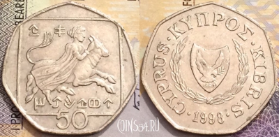 Кипр 50 центов 1998 года, KM# 66, a094-040