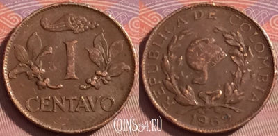 Колумбия 1 сентаво 1969 года, KM# 205a, 140j-032