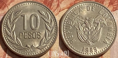 Колумбия 10 песо 1989 года, KM# 281, 446q-073 ♛