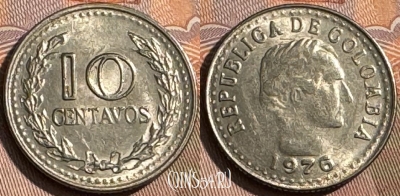 Колумбия 10 сентаво 1976 года, KM# 253, 509s-072