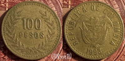 Колумбия 100 песо 1993 года, KM# 285, 360s-087