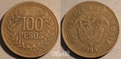 Колумбия 100 песо 1994 года, KM# 285, 111-027