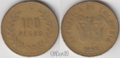 Колумбия 100 песо 1994 года, KM# 285, 126-011