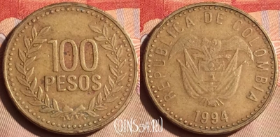 Колумбия 100 песо 1994 года, KM# 285, 446-040