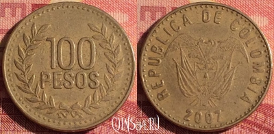 Колумбия 100 песо 2007 года, KM# 285, 319i-120