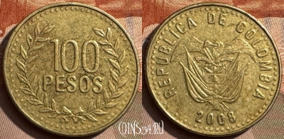 Колумбия 100 песо 2008 года, KM# 285, 294s-118