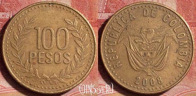 Колумбия 100 песо 2008 года, KM# 285, 392-098