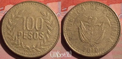 Колумбия 100 песо 2010 года, KM# 285, 056i-131