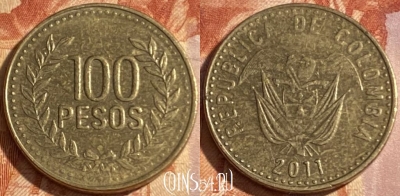 Колумбия 100 песо 2011 года, KM# 285, 408r-100