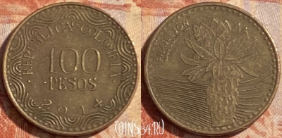 Колумбия 100 песо 2014 года, KM# 296, 487р-072