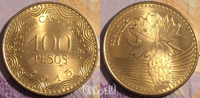 Колумбия 100 песо 2015 года, KM# 296, 189a-131