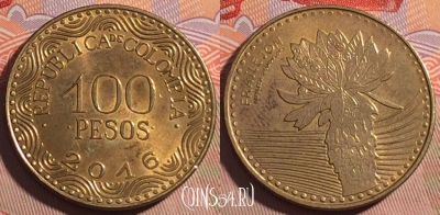 Колумбия 100 песо 2016 года, KM# 296, 193a-028