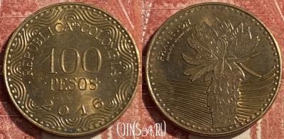 Колумбия 100 песо 2016 года, KM# 296, 475р-138
