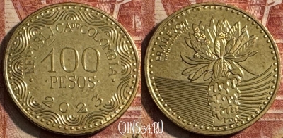 Колумбия 100 песо 2023 года, KM# 296, 208s-108 ♛