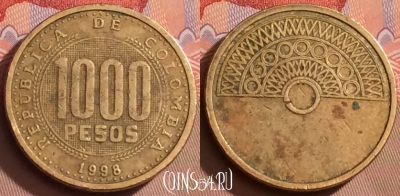 Колумбия 1000 песо 1998 года, KM# 288, 080l-132