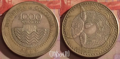 Колумбия 1000 песо 2013 года, KM# 299, 329-129