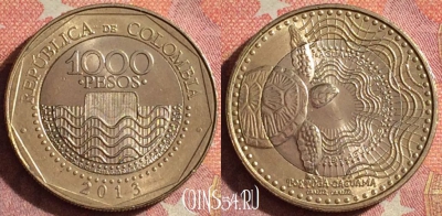 Колумбия 1000 песо 2013 года, KM# 299, 378-076
