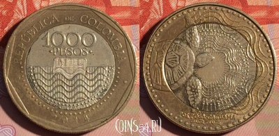 Колумбия 1000 песо 2014 года, KM# 299, 118d-107