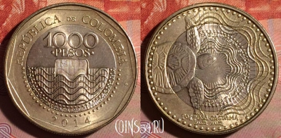 Колумбия 1000 песо 2014 года, KM# 299, 178f-010