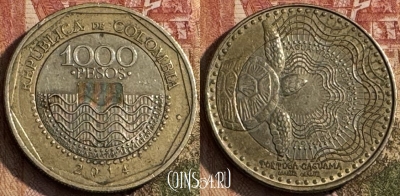 Колумбия 1000 песо 2014 года, KM# 299, 214s-071