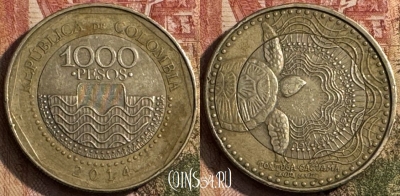 Колумбия 1000 песо 2014 года, KM# 299, 215s-020