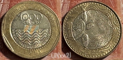 Колумбия 1000 песо 2015 года, KM# 299, 181s-013
