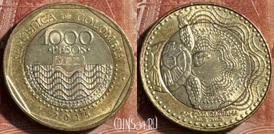 Колумбия 1000 песо 2015 года, KM# 299, 183s-046 ♛