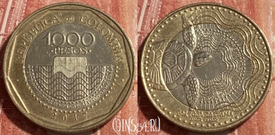 Колумбия 1000 песо 2017 года, KM# 299, 238r-111
