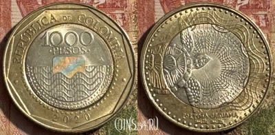 Колумбия 1000 песо 2020 года, KM# 299, 191s-069 ♛